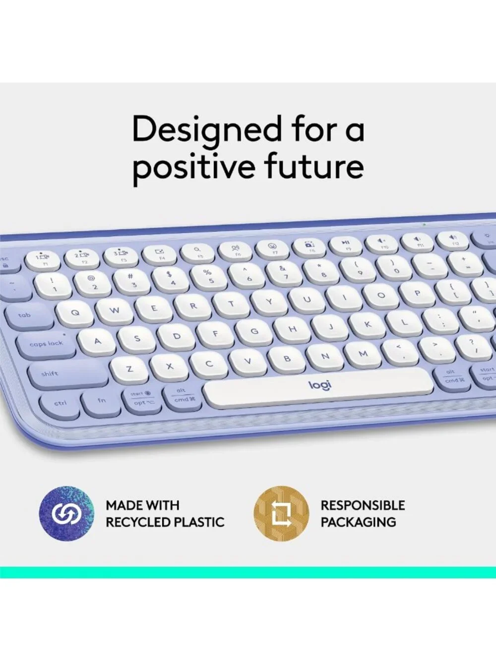 Wireless Bluetooth Keyboard - Lilac & Off-White, Stylish Design, Compact